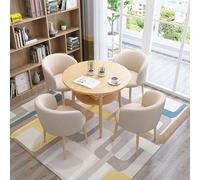Ensemble de table de salle à manger 5 pièces rondes pour 4 personnes, salle à manger moderne, maison, bureau, conférence, réunion, avec chaises en cuir PU, couleur au choix