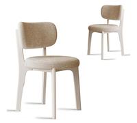 Ensemble de table de salle à manger avec 4 chaises en velours épais en flanelle avec coussin éponge intégré sans accoudoirs pour cuisine et salle à manger, blanc et beige