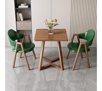 Ensemble de table de salle à manger carrée de 61 cm avec 1 table basse et 2 chaises rembourrées en cuir synthétique, meubles de réception et de cuisine, fauteuils élégants en plusieurs couleurs (vert
