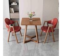 Ensemble de table de salle à manger carrée de 61 cm avec 1 table basse et 2 fauteuils rembourrés en cuir synthétique pour réception et négociation élégante pour les petits espaces
