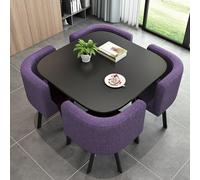 Ensemble de table de salle à manger carrée moderne avec 4 chaises peu encombrantes - Table de cuisine élégante pour petit déjeuner et réception pour petits espaces