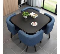 Ensemble de table de salle à manger carrée moderne avec 4 chaises - Table de cuisine et de conférence en bois pour petit déjeuner, salle à manger et réception - Parfait pour les petits espaces