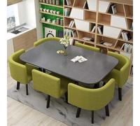 Ensemble de table de salle à manger carrée moderne avec 6 chaises en bois pour 6 tables de conférence polyvalentes pour salon, meubles de salle à manger tendance, 150 cm
