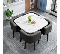 Ensemble de table de salle à manger carrée moderne en marbre avec chaises pour bureau, réception et négociation, table de réception simple et élégante, combinaison de chaises en blanc et noir foncé