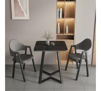 Ensemble de table de salle à manger carrée moderne en pierre frittée pour petit balcon, cuisine, salle à manger, meubles avec chaises pour 2 à 4 personnes.
