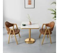 Ensemble de table de salle à manger carrée moderne Glam - Base en métal doré et chaises rembourrées - Meuble de salle à manger élégant pour des espaces de vie élégants
