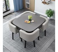 Ensemble de table de salle à manger carrée moderne pour 4 personnes avec chaises - Table de conférence et chaises en bois multi-usages pour salon et salle à manger
