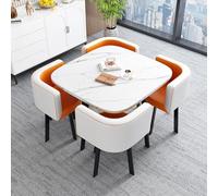 Ensemble de table de salle à manger carrée - Table de réception en marbre avec chaises, table de négociation de bureau simple et combinaison de chaises pour la maison ou le bureau