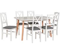 Ensemble de table de salle à manger, chaises de salle à manger en bois de hêtre, tables de salle à manger et chaises, chaises modernes de salle à manger et de cuisine, avec 6 chaises-NILO 11+ OSLO 7 b