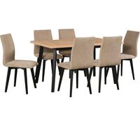 Ensemble de table de salle à manger, chaises de salle à manger en bois de hêtre, tables de salle à manger et chaises, chaises de salle à manger et de cuisine modernes, avec 6 chaises-LUNA 2 + OSLO 5 a