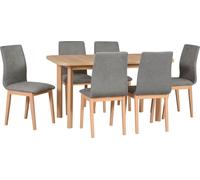 Ensemble de table de salle à manger, chaises de salle à manger en hêtre, tables de salle à manger et chaises, chaises de cuisine et de salle à manger modernes, 6 chaises - LUNA 1, table WENUS 2P