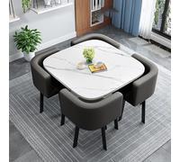 Ensemble de table de salle à manger compact pour 4 personnes - Table et chaises de cuisine rondes/carrées pour petits espaces - Idéal pour les appartements, les cuisines et les salles à manger