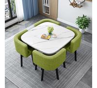 Ensemble de table de salle à manger contemporain avec 4 chaises en bois massif pour salle à manger, table de réception élégante et chaises