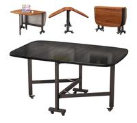 Ensemble de table de salle à manger en bois massif avec motif de feuilles tombantes pour petits espaces, table rectangulaire extensible pour 4 à 8 personnes, meuble de cuisine peu encombrant, finition