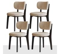 Ensemble de table de salle à manger en velours avec 4 chaises en flanelle épaisse avec coussin éponge intégré sans accoudoirs pour cuisine et salle à manger Noir et beige