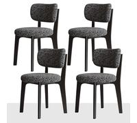 Ensemble de table de salle à manger en velours avec 4 chaises noires en flanelle épaisse avec coussin éponge intégré et accoudoirs - Meuble de cuisine et de salle à manger en bois