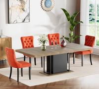 Ensemble de table de salle à manger extensible 5 pièces pour 4 personnes, table de cuisine extensible avec chaises en velours de style rustique et base robuste pour maisons modernes et réunions de