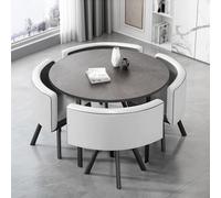 Ensemble de table de salle à manger moderne 5 pièces avec 4 chaises en cuir synthétique imitation marbre, peu encombrant, table pratique pour les petits espaces, café, cuisine, salle de réunion