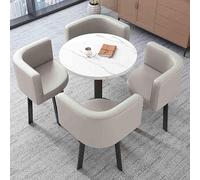 Ensemble de table de salle à manger moderne 5 pièces avec 4 chaises en cuir synthétique - Table de salle de conférence élégante pour cuisine et salle à manger, parfaite pour les repas de famille et