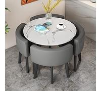 Ensemble de table de salle à manger moderne 5 pièces avec dessus en imitation marbre et sièges en cuir PU, parfait pour les repas et les réunions de famille, meubles élégants et compacts pour la