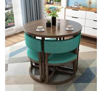 Ensemble de table de salle à manger moderne 5 pièces pour 4 personnes - Table de petit déjeuner ronde de 80 cm avec 4 chaises à coussin doux, idéale pour les petits espaces, bureaux, appartements et