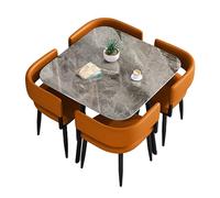Ensemble de table de salle à manger moderne 5 pièces, table de cuisine carrée/ronde avec 4 chaises, idéale pour les petits espaces, parfaite pour la salle à manger et le petit déjeuner, design peu