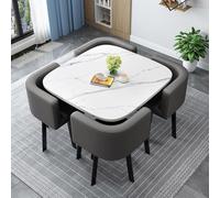 Ensemble de table de salle à manger moderne avec 4 chaises carrées et rondes - Table de conférence compacte et chaise pour la maison, la salle de réunion et la réception - 28 à 90 cm