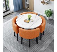 Ensemble de table de salle à manger moderne avec 4 chaises rondes/carrées, cadre en métal durable, meubles de cuisine et de salle à manger pour 4 personnes, élégant et fonctionnel, 28,90 cm de hauteur