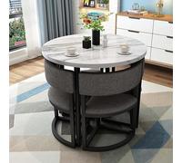 Ensemble de table de salle à manger moderne avec 4 chaises, table de conférence et chaises pour salon/salle à manger, 80 cm de diamètre, meubles multi-usages