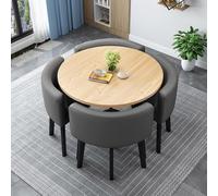Ensemble de table de salle à manger moderne avec 4 chaises, table de cuisine ronde/carrée durable avec cadre en métal, meuble de salle à manger peu encombrant pour 4 personnes, hauteur 22,80 cm