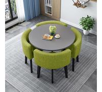 Ensemble de table de salle à manger moderne avec 4 chaises, table de cuisine ronde/carrée durable et cadre en métal, meubles de salle à manger pour 4 personnes, hauteur 21,80 cm, design contemporain
