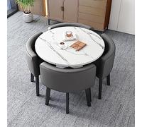 Ensemble de table de salle à manger moderne avec chaises, table basse, bureau et chaise pour espace de loisirs, maison, balcon, petite table ronde avec 4 chaises, gris foncé