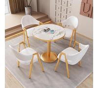Ensemble de table de salle à manger moderne blanche pour 4 tables de cuisine élégantes avec 4 chaises Meubles de salle à manger compacts pour les petits espaces, parfait pour les repas de famille et