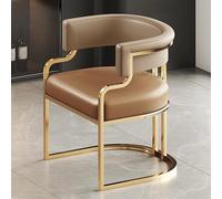 Ensemble de table de salle à manger moderne doré avec pieds en métal et chaises en similicuir. Élégante salle à manger, cuisine, coiffeuse, salon, design élégant et durable