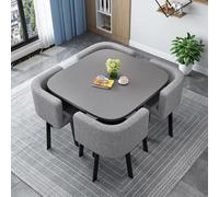 Ensemble de table de salle à manger moderne en bois avec 4 chaises rondes/carrées, table de conférence et chaise pour salon, salle à manger (80 cm), ensemble de meubles élégants pour 4 personnes