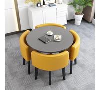 Ensemble de table de salle à manger moderne en bois avec 4 chaises rondes et carrées pour salon, réception et cuisine, 80 cm, table à manger carrée et chaise