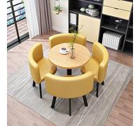 Ensemble de table de salle à manger moderne en marbre pour 4 meubles de bureau et de salon avec chaises, table basse et chaises pour balcon, salle à manger, jaune, design élégant, 2 cercles, taille