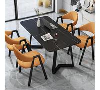 Ensemble de table de salle à manger moderne en marbre pour 4 personnes, table basse élégante avec 4 chaises, table de conférence idéale pour la cuisine, le bureau à domicile, les réunions et la