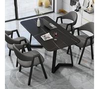 Ensemble de table de salle à manger moderne en marbre pour 4 tables basses de cuisine avec 4 chaises Table de conférence pour la maison, le bureau, les réunions et les événements de réception