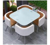 Ensemble de table de salle à manger moderne en verre trempé pour 4 personnes, plateau rond/carré avec chaises, meuble de salle à manger élégant pour cuisine et coin petit-déjeuner, design peu
