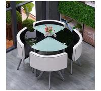 Ensemble de table de salle à manger moderne en verre trempé rond, carré, table et chaise pour la maison, la salle à manger et les réunions d'affaires, design élégant et polyvalent de 68,6 cm