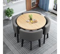 Ensemble de table de salle à manger moderne pour 4 personnes avec chaises, table ronde de salle à manger pour salle à manger 4 cercles (A24, 80 x 80 x 75 cm)