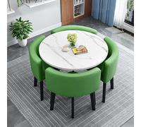 Ensemble de table de salle à manger moderne pour 4 personnes avec chaises, table ronde de salle à manger pour salle à manger 4 cercles (A17, 90 x 90 x 75 cm)
