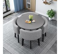 Ensemble de table de salle à manger moderne pour 4 personnes - Table de cuisine carrée/ronde durable avec 4 chaises, meuble compact de salle de conférence et de réunion, table de réception élégante