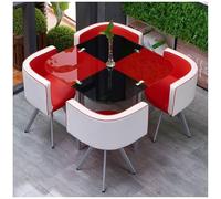 Ensemble de table de salle à manger moderne ronde/carrée en verre trempé avec chaises rembourrées, meubles élégants pour la maison, la cuisine, le café, le salon pour salle à manger, 96,5 cm de taille