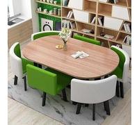 Ensemble de table de salle à manger ovale moderne avec 6 chaises élégantes et table basse - Meubles pour salle à manger, détente et réunions