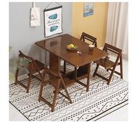 Ensemble de table de salle à manger pliable avec 4 chaises roulantes et tiroir extensibles en bois massif style ferme 5 pièces pour cuisine peu encombrant