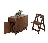 Ensemble de table de salle à manger pliable en bois massif avec rallonge à feuilles tombantes, 5 pièces, îlot de cuisine avec roulettes et tiroir, style ferme