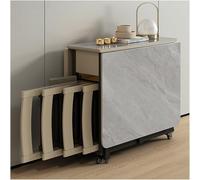 Ensemble de table de salle à manger pliable extensible en bois avec 6 chaises, table mobile à roulettes, table de cuisine peu encombrante avec étagère de rangement pour la maison et le restaurant