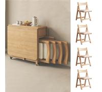 Ensemble de table de salle à manger pliable pour 4 à 6 personnes, table extensible peu encombrante avec rangement et roulettes, parfaite pour les petits appartements (1 x ensemble de 6 tables)